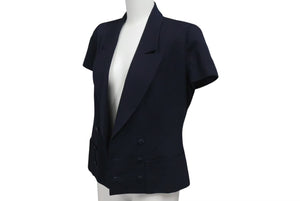 Very Good Condition CHANEL 96C Cropped Double Breasted Jacket P06257V03888 Wool Navy Size 36 Used 4c070827