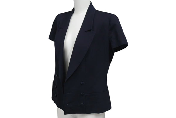 Very Good Condition CHANEL 96C Cropped Double Breasted Jacket P06257V03888 Wool Navy Size 36 Used 4c070827