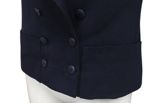 Very Good Condition CHANEL 96C Cropped Double Breasted Jacket P06257V03888 Wool Navy Size 36 Used 4c070827