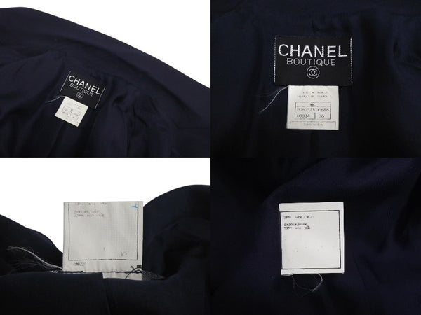 Very Good Condition CHANEL 96C Cropped Double Breasted Jacket P06257V03888 Wool Navy Size 36 Used 4c070827