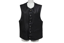 画像をギャラリービューアに読み込む, CHROME HEARTS クロムハーツ BSフレアボタン インペリアル レザーベスト サイズM ブラック シルバー925 カーフレザー 美品 中古 4c070842