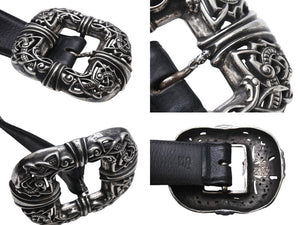 CHROME HEARTS クロムハーツ ケルテックセンターバー ベルト サイズ32 1994/.925刻印 レザー シルバー925 美品 中古 4c070847