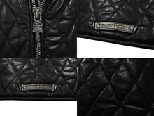 Load image into Gallery viewer, 極美品 CHROME HEARTS クロムハーツ クリティンレザー キルティングライダースジャケット サイズM JVP シルバ−925 中古 4c070853