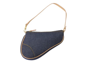 Christian Dior Saddle Pouch Accessory Pouch Blue Denim SLO44012 Gold Hardware Good Condition Used 4c070876