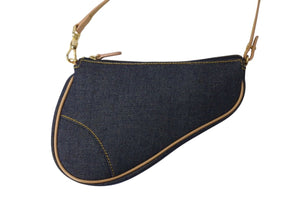 Christian Dior Saddle Pouch Accessory Pouch Blue Denim SLO44012 Gold Hardware Good Condition Used 4c070876