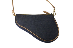 Christian Dior Saddle Pouch Accessory Pouch Blue Denim SLO44012 Gold Hardware Good Condition Used 4c070876