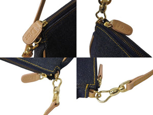 Christian Dior Saddle Pouch Accessory Pouch Blue Denim SLO44012 Gold Hardware Good Condition Used 4c070876