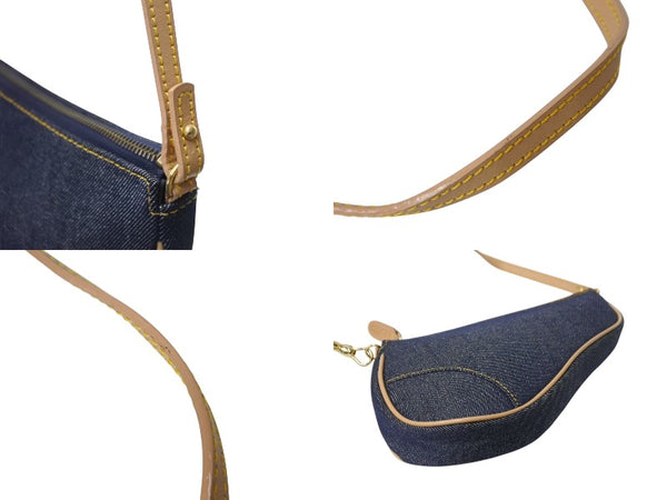 Christian Dior Saddle Pouch Accessory Pouch Blue Denim SLO44012 Gold Hardware Good Condition Used 4c070876