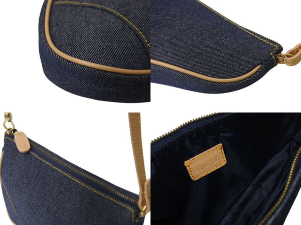 Christian Dior Saddle Pouch Accessory Pouch Blue Denim SLO44012 Gold Hardware Good Condition Used 4c070876