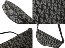 画像をギャラリービューアに読み込む, Christian Dior クリスチャンディオール トロッター サドルポーチ ロゴ アクセサリーポーチ 総柄 ブラック シルバー金具 MC1013 美品 中古 4c070880