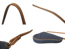 画像をギャラリービューアに読み込む, Christian Dior クリスチャンディオール サドルポーチ アクセサリーポーチ ブルー デニム SLO44012 ゴールド金具 美品 中古 4c070882