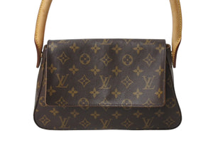 LOUIS VUITTON ルイヴィトン モノグラム ミニルーピング ショルダーバッグ M51147 PVC レザー ブラウン 美品 中古 4c070900