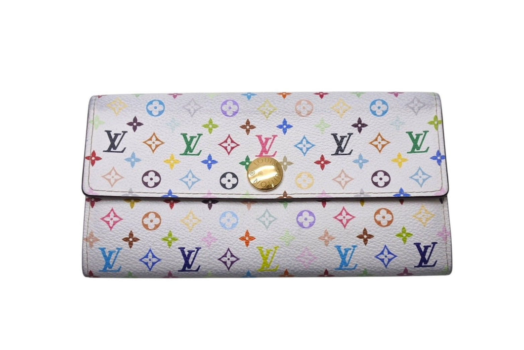 LOUIS VUITTON ルイヴィトン 長財布 ポルトフォイユ サラ 村上隆 M93746 モノグラム ホワイト マルチカラー PVC ゴールド金具 美品 中古 4c070904