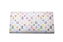 Load image into Gallery viewer, LOUIS VUITTON ルイヴィトン 長財布 ポルトフォイユ サラ 村上隆 M93746 モノグラム ホワイト マルチカラー PVC ゴールド金具 美品 中古 4c070904