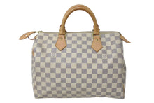 Load image into Gallery viewer, 極美品 LOUIS VUITTON ルイヴィトン スピーディ30 ダミエ アズール N41533 ホワイト ベージュ 中古 4c070915