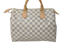 Load image into Gallery viewer, 極美品 LOUIS VUITTON ルイヴィトン スピーディ30 ダミエ アズール N41533 ホワイト ベージュ 中古 4c070915