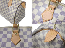 Load image into Gallery viewer, 極美品 LOUIS VUITTON ルイヴィトン スピーディ30 ダミエ アズール N41533 ホワイト ベージュ 中古 4c070915