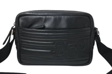 画像をギャラリービューアに読み込む, PRADA プラダ レザー ショルダーバッグ ブラック ブルー ロゴ 鞄 斜め掛け シルバー金具 美品 中古 4c070921