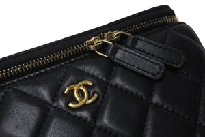 極美品 CHANEL シャネル バニティバッグ 玉付き チェーンショルダー キャビアスキン ブラック ココマーク ランダム番台 中古 4c070923