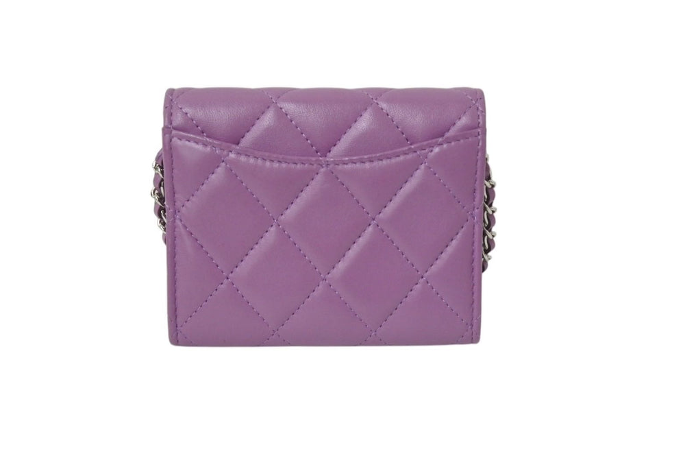 極美品 CHANEL シャネル ショルダーバッグ チェーンウォレット 30番台 ココマーク パープル ラムスキン シルバー金具 中古 4c070925