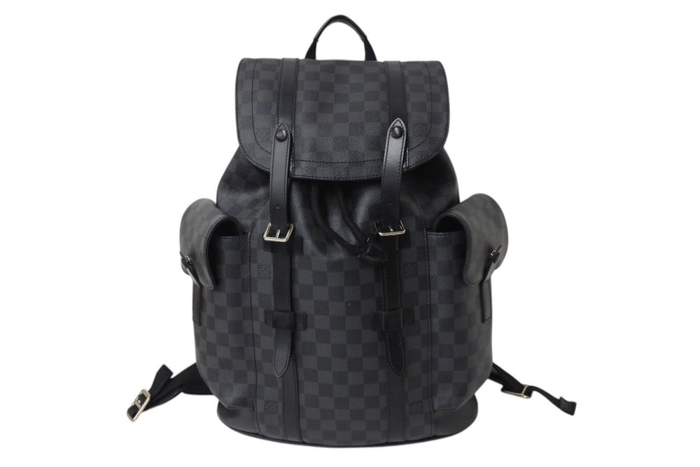 LOUIS VUITTON Rucksack Daypack Christopher MM Damier Graphite N41379 Silver hardware Good Condition Used 4c070929