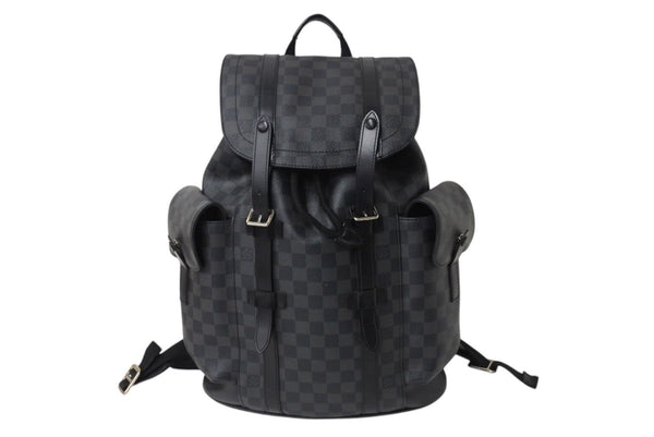 LOUIS VUITTON Rucksack Daypack Christopher MM Damier Graphite N41379 Silver hardware Good Condition Used 4c070929