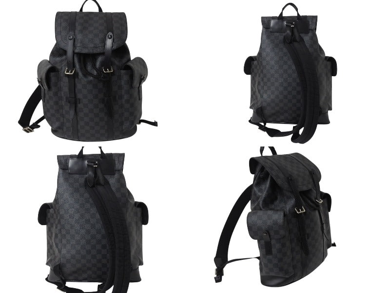 LOUIS VUITTON Rucksack Daypack Christopher MM Damier Graphite N41379 Silver hardware Good Condition Used 4c070929