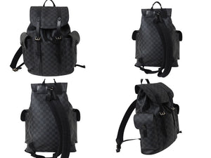 LOUIS VUITTON Rucksack Daypack Christopher MM Damier Graphite N41379 Silver hardware Good Condition Used 4c070929