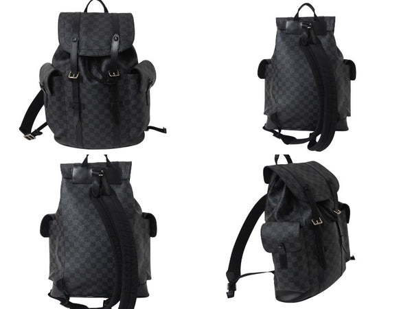 LOUIS VUITTON Rucksack Daypack Christopher MM Damier Graphite N41379 Silver hardware Good Condition Used 4c070929