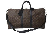 画像をギャラリービューアに読み込む, LOUIS VUITTON ルイヴィトン キーポルバンドリエール55 ボストンバッグ M56714 モノグラムマカサー ブラック 美品 中古 4c070930