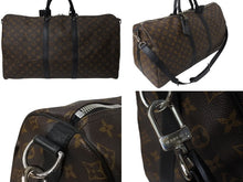 画像をギャラリービューアに読み込む, LOUIS VUITTON ルイヴィトン キーポルバンドリエール55 ボストンバッグ M56714 モノグラムマカサー ブラック 美品 中古 4c070930