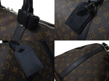 画像をギャラリービューアに読み込む, LOUIS VUITTON ルイヴィトン キーポルバンドリエール55 ボストンバッグ M56714 モノグラムマカサー ブラック 美品 中古 4c070930