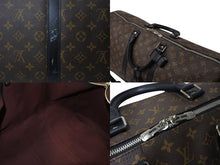 画像をギャラリービューアに読み込む, LOUIS VUITTON ルイヴィトン キーポルバンドリエール55 ボストンバッグ M56714 モノグラムマカサー ブラック 美品 中古 4c070930