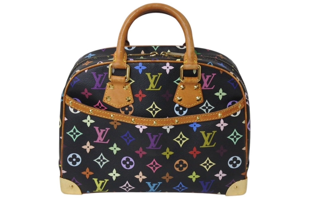 LOUIS VUITTON ルイヴィトン トゥルーヴィル ハンドバッグ M92662 村上隆 モノグラム マルチカラー ブラック ゴールド金具 美品 中古 4c070932