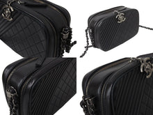 画像をギャラリービューアに読み込む, CHANEL シャネル ショルダーバッグ 20番台 ココボーイ ココマーク チェーンショルダー ブラック ラムスキン 美品 中古 4c070943