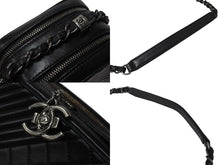 画像をギャラリービューアに読み込む, CHANEL シャネル ショルダーバッグ 20番台 ココボーイ ココマーク チェーンショルダー ブラック ラムスキン 美品 中古 4c070943