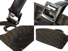 画像をギャラリービューアに読み込む, FENDI フェンディ ハンドバッグ 26693 ズッカ柄 総柄 ヴィンテージ ブラウン キャンバス レザー シルバー金具 美品 中古 4c070959