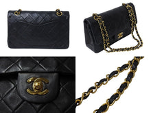 画像をギャラリービューアに読み込む, CHANEL シャネル マトラッセ23 Wフラップ チェーン ショルダーバッグ ラムスキン 2番台 ブラック ゴールド金具 美品 中古 4c070973