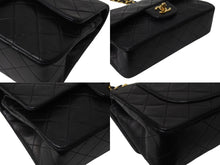 画像をギャラリービューアに読み込む, CHANEL シャネル マトラッセ23 Wフラップ チェーン ショルダーバッグ ラムスキン 2番台 ブラック ゴールド金具 美品 中古 4c070973