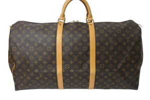 LOUIS VUITTON Keepall 60 Boston Bag M41422 Monogram Brown PVC Tanned Leather Good Condition Used 4c070983
