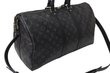 Load image into Gallery viewer, 極美品 LOUIS VUITTON ルイヴィトン エクリプス キーポル バンドリエール45 ボストンバッグ M40569 シルバー金具 ブラック 中古 4c070987