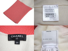 画像をギャラリービューアに読み込む, CHANEL シャネル セーター P61425K46799 サイズ34 カシミヤ ロゴ ココマーク ピンク アイボリー 美品 中古 4c070996
