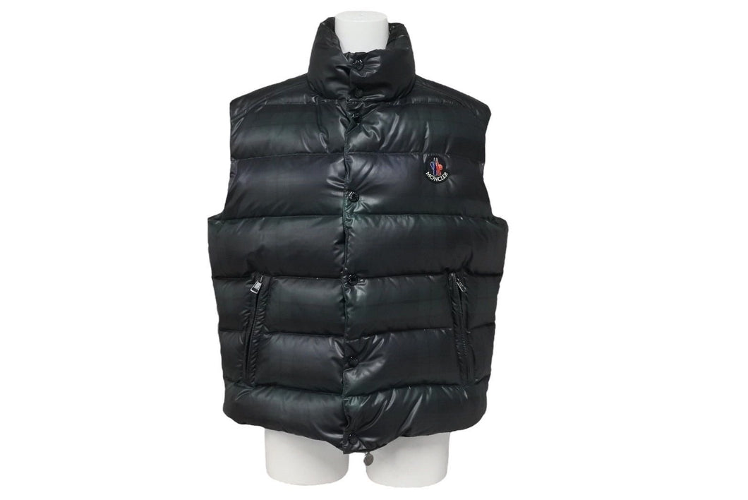 極美品 MONCLER モンクレール ダウンベスト コルビエール CORBIER グリーン ブラック ポリエステル サイズ2 43304/50/54218 中古 4c071002