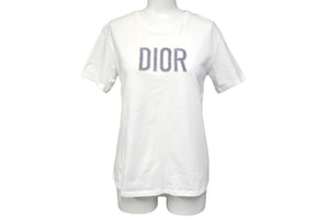 ChristianDior クリスチャンディオール 半袖Ｔシャツ パッチ 2WBM13TEEN ホワイト ネイビー ピンク サイズ12 美品 中古 4c071005