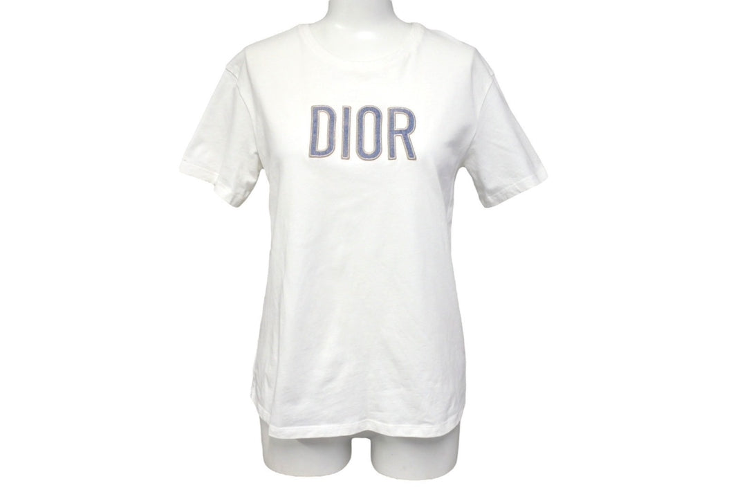 ChristianDior クリスチャンディオール 半袖Ｔシャツ パッチ 2WBM13TEEN ホワイト ネイビー ピンク サイズ12 美品 中古 4c071005