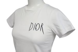 Dior ディオール 半袖Tシャツ ブランドロゴ 9HBK23TEEB ポルトガル製 コットン ホワイト ブラック サイズ8 美品 中古 4c071006