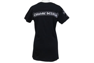 極美品 CHROME HEARTS クロムハーツ Tシャツ Vネック 半袖 ホースシュー ロゴ ブラック コットン サイズM RN# 95024 中古 4c071016