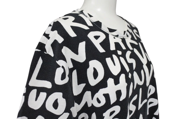 LOUIS VUITTON Short sleeve T-shirt RM091S Size L Monogram Graffiti Black White Good Condition Used 4c071018