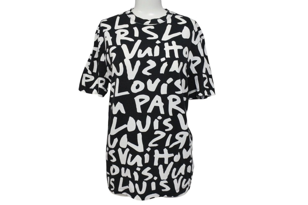 LOUIS VUITTON Short sleeve T-shirt RM091S Size XXS Monogram Graffiti Black White Good Condition Used 4c071019