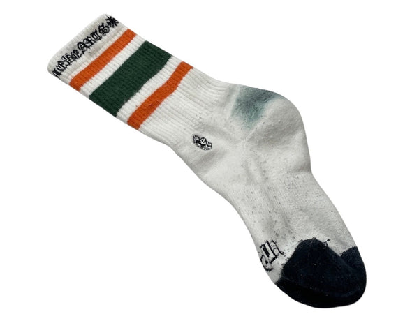 CHROME HEARTS Socks Logo Embroidery Orange Green White Cotton Good Used 4c071022